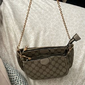 3 piece set with a chain shoulder strap and a long strap